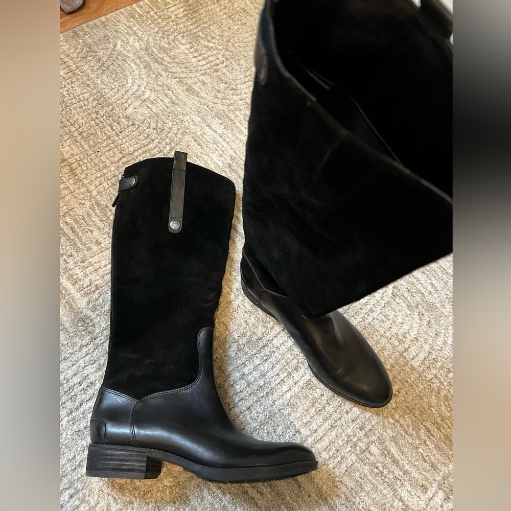 Sam Edelman Pembrooke Black Suede Leather Riding Boots
